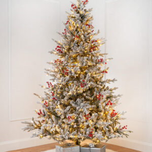 Alaskan Winter Flocked Pine Pre-Lit Christmas Tree