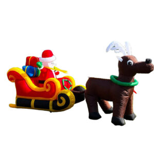 Santa, Sleigh and Reindeer - Inflatable - 5.4m L