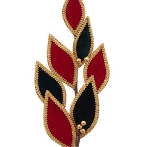 Harlequin Leaf Stem Emerald and red Velvet 68cm