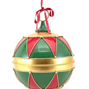 Red, Green and Gold Antique Metal Bauble 20cm
