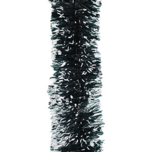 50m DARK GREEN WITH WHITE TIP Christmas Tinsel 75mm wide