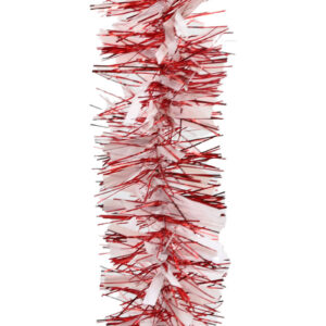 50m RED & WHITE Christmas Tinsel 100mm wide