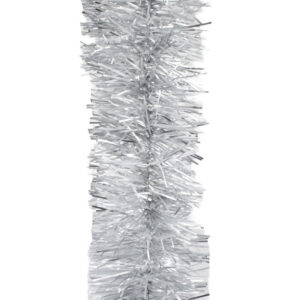 5M FROSTED SILVER Christmas Tinsel 75mm wide