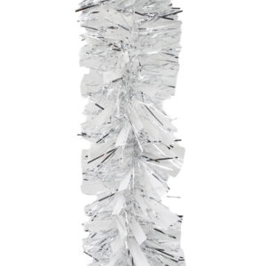 5m WHITE SILVER Christmas Tinsel 75mm wide