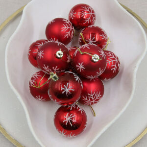 Red with White Snowflake 60mm Christmas Bauble 12 Pack