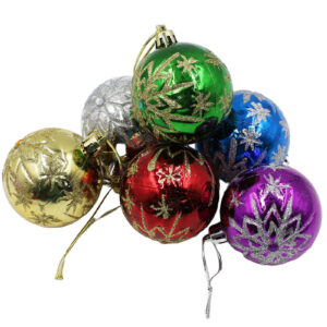 60mm Christmas Baubles Retro Multicolour 6 Balls