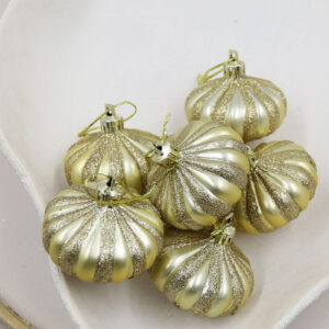 Gold Onion Shaped Christmas Baubles 6 Pack