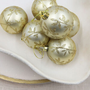 Gold Swirls 60mm Christmas Baubles 6 Pack