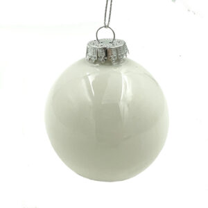 Glass Christmas Bauble single WHITE Gloss 80mm