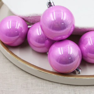 Baby Pink Christmas Baubles 80mm Pearl Packs
