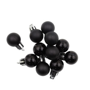Black 20mm Christmas Baubles Pearl Matt 30 Pack
