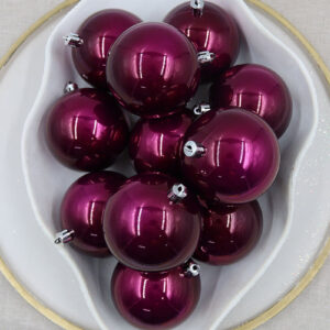 Burgundy Christmas Baubles 60mm Pearl Large Packs