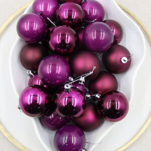 Burgundy Christmas Baubles 70mm Pearl Matte 24 Pack
