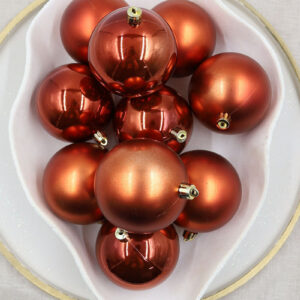 Burnt Orange Christmas Baubles 80mm Packs Pearl Matt