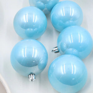 Baby Blue 200mm Christmas Baubles Pearl 4 Pack