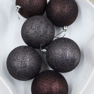 Coffee Christmas Baubles 80mm Glitter Small Packs