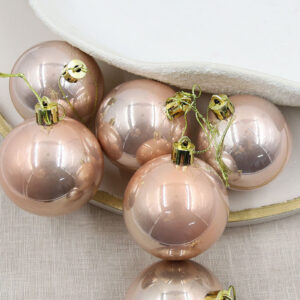 Copper Christmas Baubles 60mm Pearl Small Packs