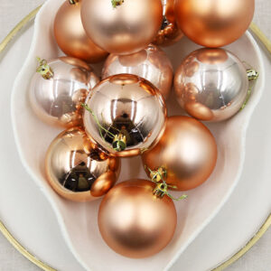 Copper Christmas Baubles 80mm Gloss Pearl Matte Packs