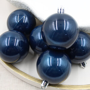Dark Blue Christmas Baubles 60mm Pearl Small Packs