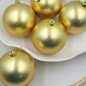 3 GOLD Christmas Baubles 150mm 3 Balls Matt