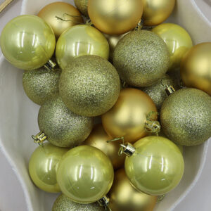 Gold Christmas Baubles 60mm Pearl Matt Glitter 48 Pack