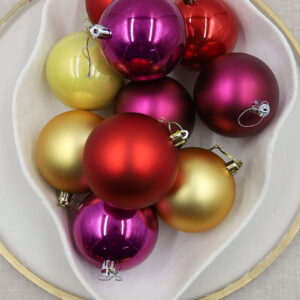 Gold Red Burgundy Christmas Baubles 80mm Pearl Matte Packs