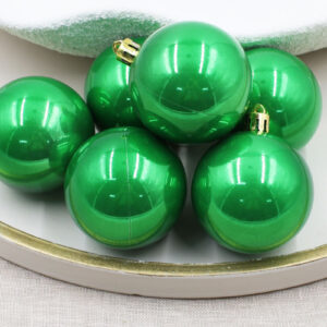 Green Christmas Baubles 70mm Pearl Packs