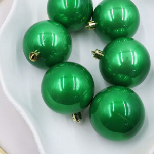 Green Christmas Baubles 80mm Pearl Packs