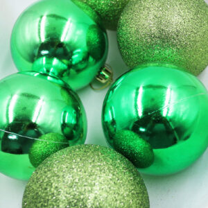Green Christmas Baubles 80mm Gloss Glitter Packs