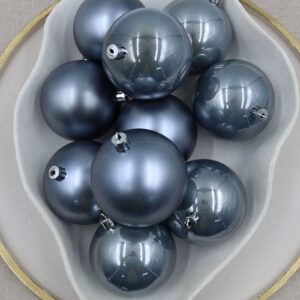 GREY Christmas Baubles 80mm Pearl Matte Packs