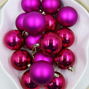 Hot Pink Christmas Baubles 60mm Gloss Matt 16 Pack