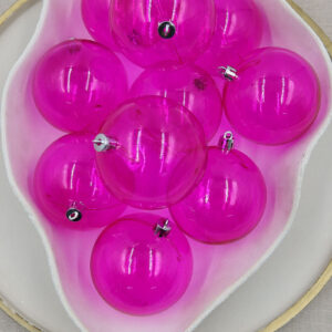Hot Pink Christmas Baubles 80mm Packs Clear