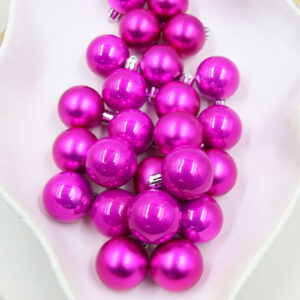 HOT PINK 40mm Christmas Baubles Pearl Matt 24 pack