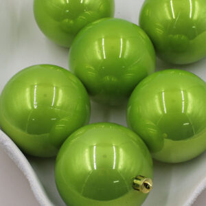 Lime Green Christmas Baubles 80mm Pearl Packs