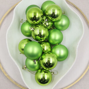 APPLE GREEN 60mm Christmas Baubles Gloss Matte 16 Pack