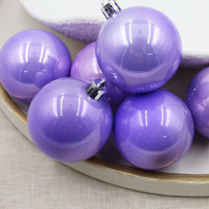Light PURPLE Christmas Baubles 60mm Pearl Small Packs