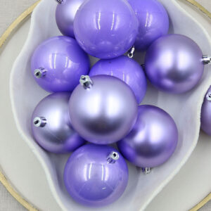 Light Purple Christmas Baubles 80mm Packs Pearl Matt