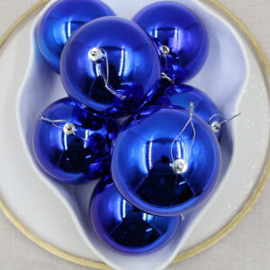 Royal Blue 100mm Christmas Baubles 24 Balls Gloss