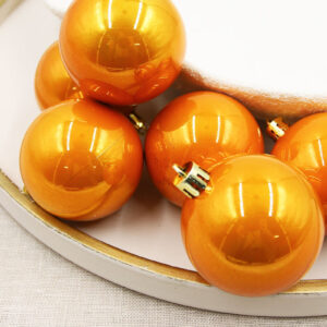 Orange Christmas Baubles 60mm Small Packs Pearl