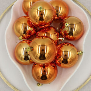ORANGE 100mm Christmas Baubles 24 Balls Gloss