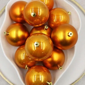 Orange Christmas Baubles 80mm Gloss Pearl Matte Packs