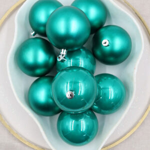 Peacock Christmas Baubles 80mm Pearl Matte Packs