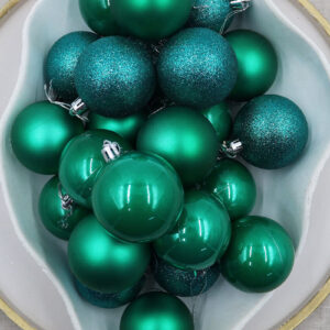 Peacock Christmas Baubles 70mm Pearl Matte Glitter Large Packs