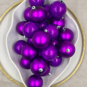 Purple Christmas Baubles 70mm Pearl Matt 24 Pack