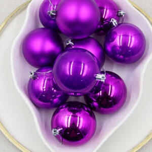 PURPLE Christmas Baubles 70mm Gloss Pearl Matte Packs