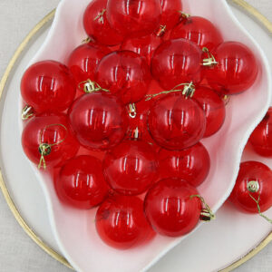 Red Clear Christmas Baubles 70mm 48 Pack