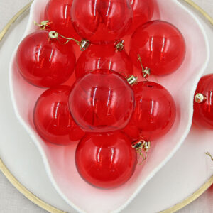 Red Clear Christmas Baubles 80mm Packs