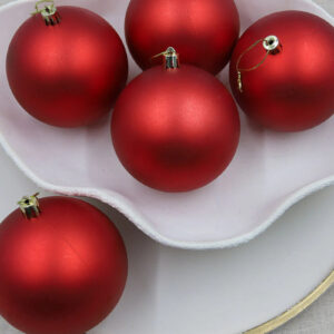 3 Red Christmas Baubles Matt 150mm