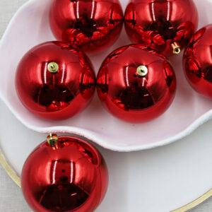 RED 100mm Christmas Baubles 24 Balls Gloss