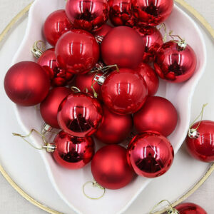 RED 70mm Christmas Baubles Gloss Pearl Matt